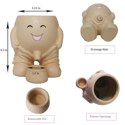 Dolkgy Cute Head Planter, Face Plant Pot Fun Head Vase for Plants for Indoor Outdoor Décor, Unique Cactus Office Flower Pots