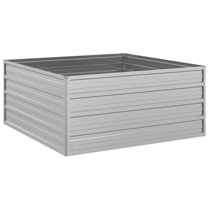 Homgoday Raised Bed Metal Garden Raised Bed Planter Flower Box Plant Bed Vegetable Bed Cold Frame Raised Bed for Garden Balcony 100 x 100 x 45 cm Galvanised Steel Silver