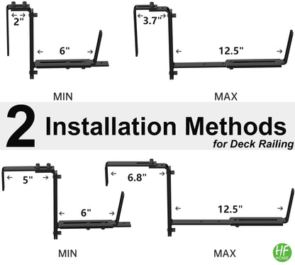 HFHOME 6PCS Adjustable Planter Box Brackets, Brackets for Window Boxes Planters Hanging Flower Box Holders, Wall Mount Holder for Windowsills, Garden, Fences, and Balcony - Black (Patent Registered)