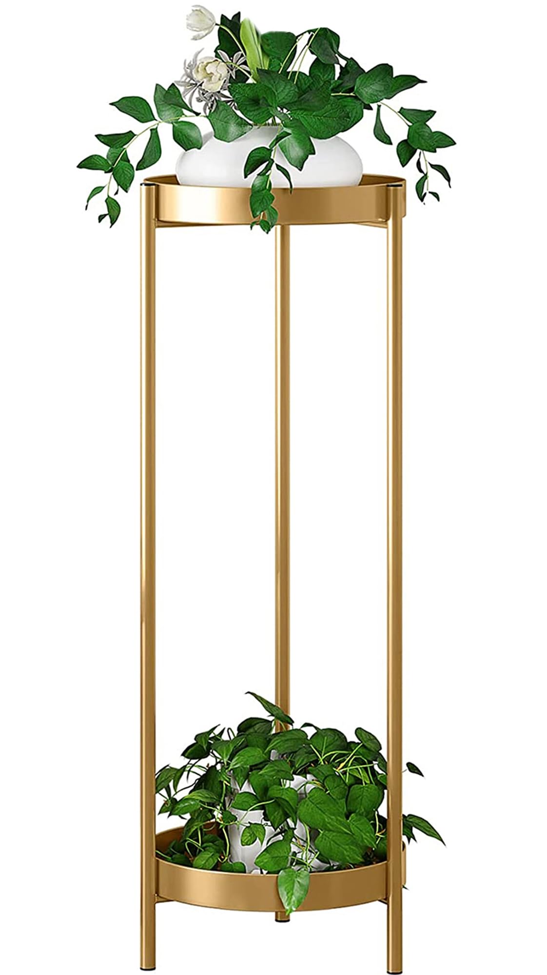Fashionoda 30" Plant Stand, 2 Tier Metal Flower Plants Holder with 2 Removable Display for Indoor or Outdoor,Pot Plant Planter Display(30 X 10in, Gold)