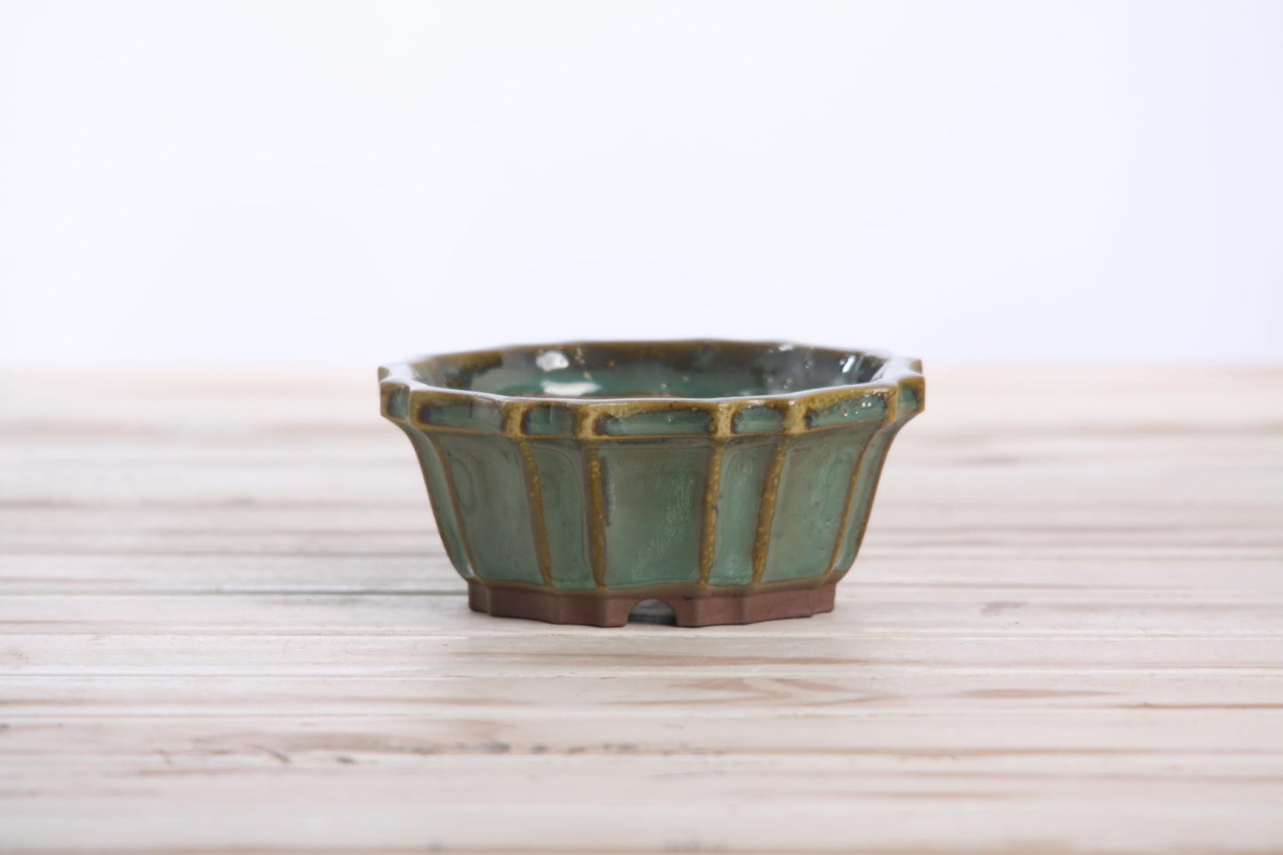Willow Bonsai Ceramics Flower Design Bonsai Pot, 4.5inch Diameter, Plant Container, Succulant Pot, High Fired Ceramic Stoneware, Frost Proof, Handmade (Seaweed 2023)