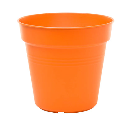 Mintra Garden Pots, 4 Pack Bulk Plastic Plant Pots with Drainage Tray, Round Indoor & Outdoor Decorative Planters with Drain Holes for Flowers, Herbs & Plants, 19cm Diameter – Orange, 7.5 in