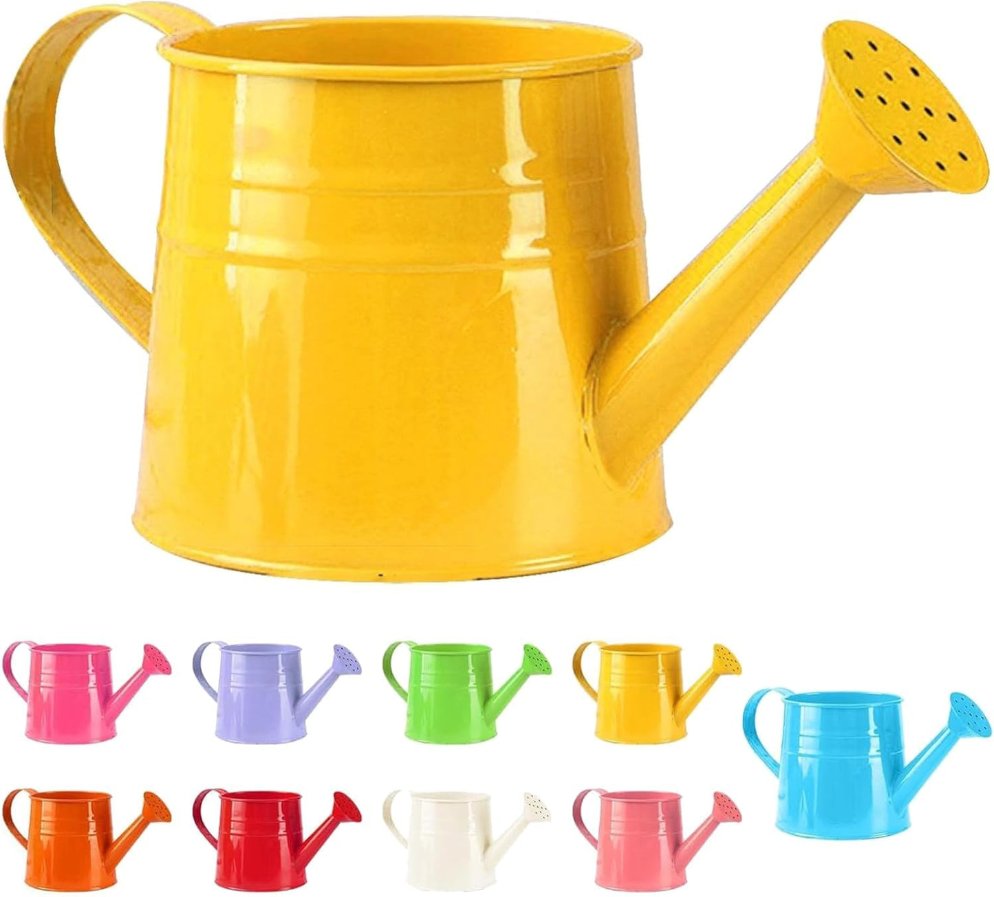 Small Watering Can, Metal Watering Can with Sprinkler Head, Lightweight Durable Decorative Sprinkling Can Gardening Tool Accessories for for Outdoor Indoor Lawn Garden (Yellow)