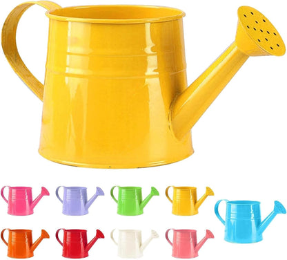 Small Watering Can, Metal Watering Can with Sprinkler Head, Lightweight Durable Decorative Sprinkling Can Gardening Tool Accessories for for Outdoor Indoor Lawn Garden (Yellow)