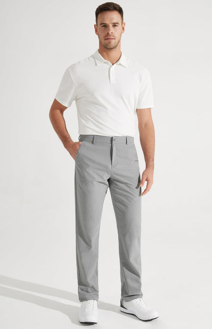 Libin Mens Golf Pants Stretch Work Dress Pants 30" Quick Dry Lightweight Business Casual Pant for Men Comfy Water Resistant, Light Grey, 36W x 30L
