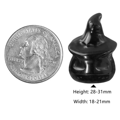 SUNYIK 2PCS Hand Carved Pumpkin Ghost Pocket Statue Healing Stone Halloween Crystal Figurine Witch Decor for Home Office Tabletop, Black Obsidian