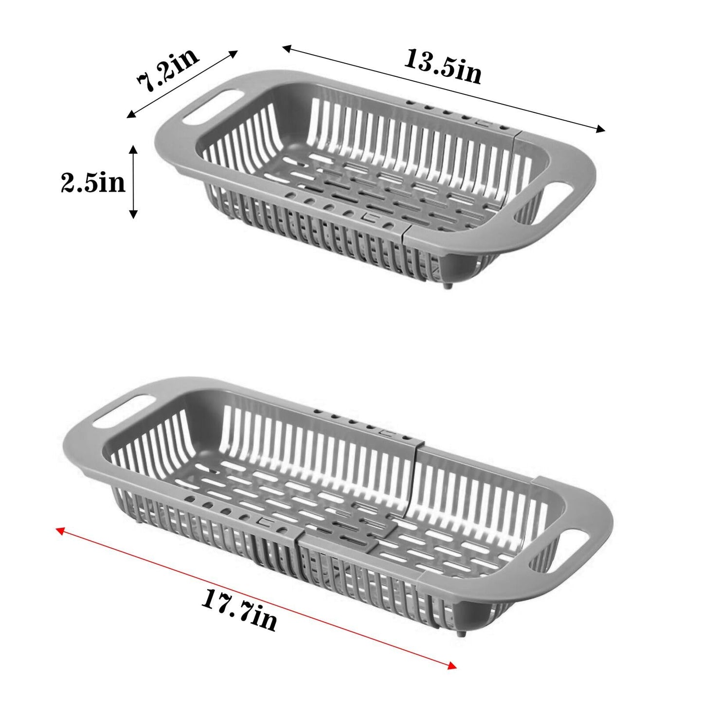 MineSign Extendable Over the Sink Colander Fruits and Vegetables Drain Basket Adjustable Food Strainer Sink Washing Basket for Kitchen (Blue)