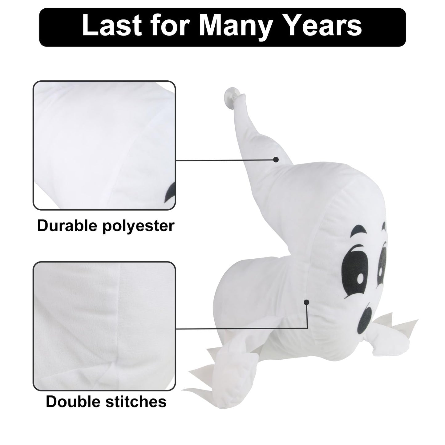 Window Crasher Ghosts - Halloween Stuffed Ghost Window Decorations - Quiet Display Wall Decoration Hanging Ghosts Outdoor Indoor - Cute Party Decor Window Broken Halloween White Flying Ghost 2Pcs