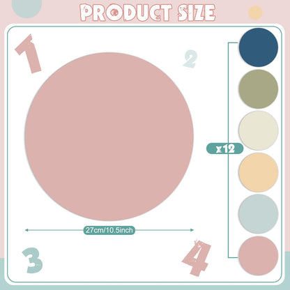 Lincia 12 Pack Colorful Dry Erase Dots Circles Spots for Classroom Table 10.5 Inch Removable Vinyl Desktop Stickers Spots Wall Decals for 100th Day of School Teacher Students Home (Bohemian Colors)