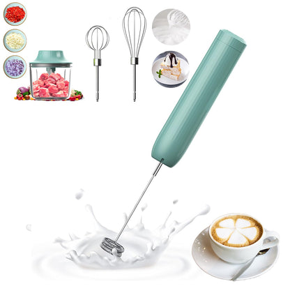 4-in-1 Electric Hand Mixer, Electric Whisk, Mini Onion Chopper 10Oz, Small Cordless Hand Blender, Milk Frother Wand for Coffee, Matcha, 4 Speed Rechargeable Food Processor for Baby Food Maker