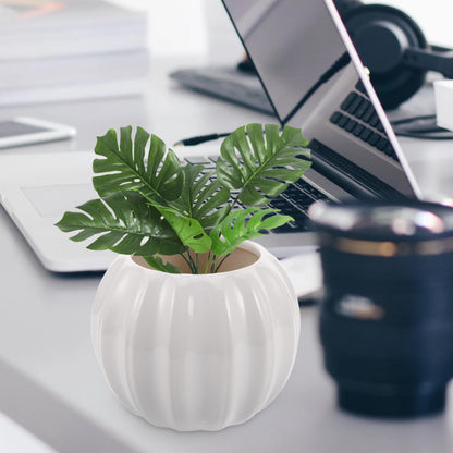 PRETYZOOM Creative Pumpkin-Shaped Ceramic Vase,14x11cm Simple Dried Flower Holder for Home Decor Compact Floral Display Pot for Office Living and Study