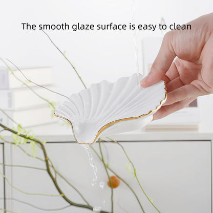 Shell-Shaped Soap Dish with Self-Draining Design Glaze, Easy to Clean, Ocean-Style Home Decoration, Creative Gift