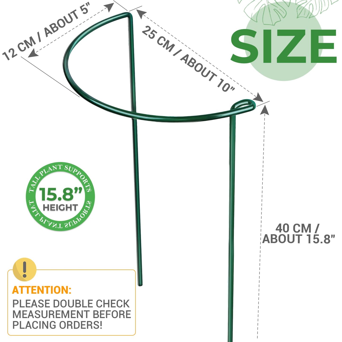 LEOBRO 6 Pack Plant Support Plant Stakes, Peony Cages and Supports, Metal Garden Stakes Plant Supports, Plant Support Stakes for Peony, Tomato, Hydrangea, Indoor Outdoor Plants, 10" W x 15.8" H