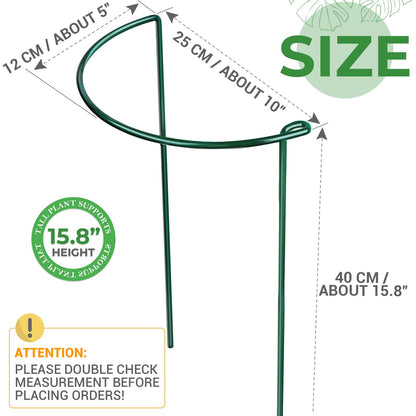 LEOBRO 6 Pack Plant Support Plant Stakes, Peony Cages and Supports, Metal Garden Stakes Plant Supports, Plant Support Stakes for Peony, Tomato, Hydrangea, Indoor Outdoor Plants, 10" W x 15.8" H