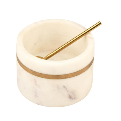 Cruiser’s Caché Marble Salt and Spice Cellars or Dipping Bowls with Gold Spoons | Set of 2