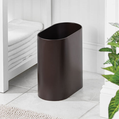 mDesign Slim Pill-Shaped Metal 1.98 Gallon/7 Liter Recycle Trash Can Wastebasket, Garbage Container Bin - Bathroom, Kitchen, Bedroom, Office - Durable Stainless Steel, Mirri Collection, Bronze