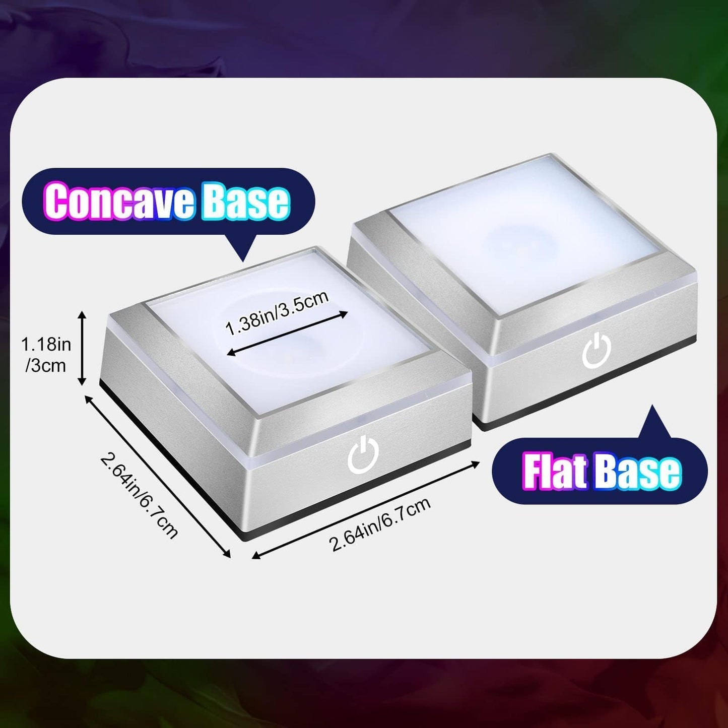 EEEKit 2PCS LED Light Display Base for 3D Crystal Glass Art, 6 Colors Square Flat Spherical Recess Show Crystal Ball Display Stand