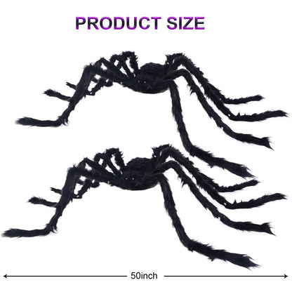 VOMAOK Halloween Spider Decorations 4ft Light Up Giant Spider(2 Pack) for Indoor Outdoor Halloween Decorations Yard Party House Décor