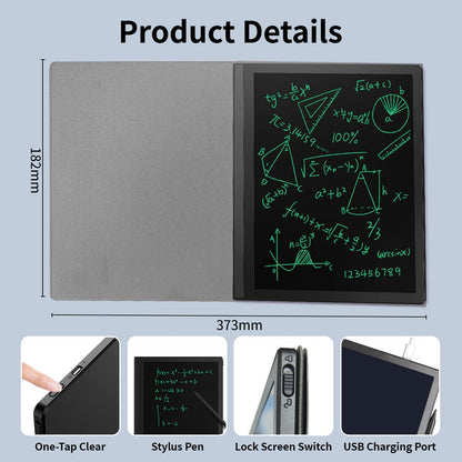 DPEDUAI LCD Writing Tablet with Leather Cover – Reusable Electronic Notepad for Meetings, Office & Travel | Includes Stylus & USB Cable, 10" Screen, Black