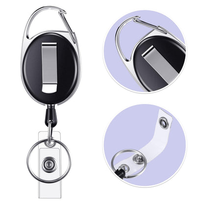 E&EY 50 Pack Badge Retractable Reels Clips Bulk for Name ID Holder, Badge Reel with Belt Clip and Key Ring, Heavy Duty, Keychain for Office Worker Nurse Doctor