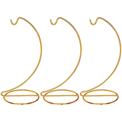 H&D HYALINE & DORA 3 Pack 9" H Ornament Display Stand Iron Hanging Stand Ornament Hanger Holder Decor Display Holder Hook for Glass Globe Air Plant Terrarium Table Decor(Gold)