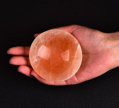 JIC Gem Selenite Charging Bowl Healing Crystals Holder Orange Selenite Tray Small Home Office Decor 3 Inch