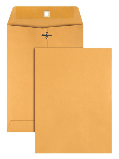 Quality Park Gummed Kraft Clasp Envelopes, 7.5 x 10.5, Box of 100 (37875), Light Brown