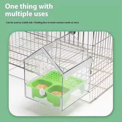 Pull-Out External Parrot Feeder, Parrot Feeder, Hanging Wild Bird Seed with Squirrel Proof Tray, Bird House, Decorative Clear Bird Bath Tub Easy to Fill, Clean for Finch and Hummingbird