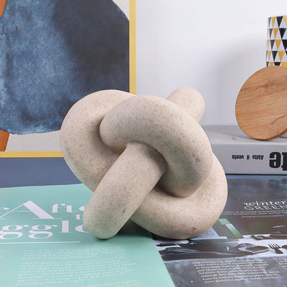 Semeid Handmade Sandstone Geometric Knot Sculpture Decor