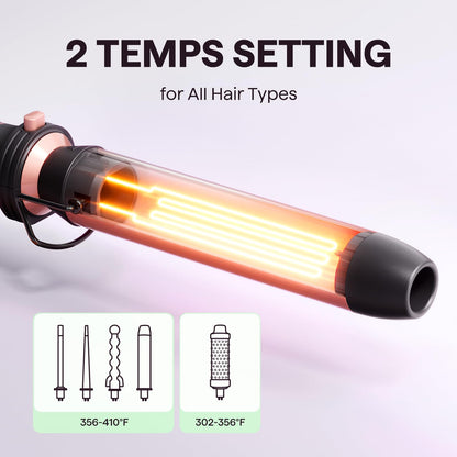 Wavytalk 5 in 1 Curling Iron,Curling Iron Set with Heated Round Brush and 4 Interchangeable Ceramic Curling Wand(0.5”-1.25"), Instant Heat Up,Dual Voltage Hair Curler