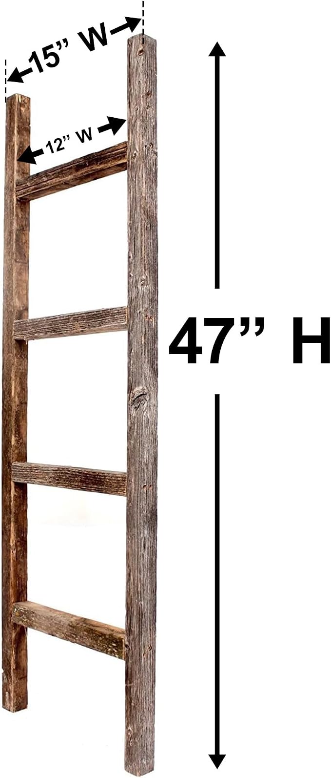 BarnwoodUSA Rustic Farmhouse Decorative Ladder - Our 47 inch Ladder can be Mounted Horizontally or Vertically and is Crafted from Refurbished Wood | No Assembly Required | Black