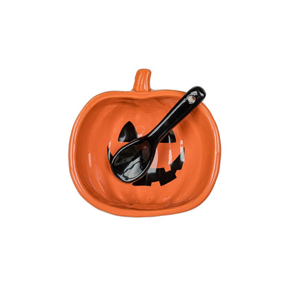 10 Strawberry Street Pumpkin & Web Dip Serving Set, Dip Bowl & Spreader