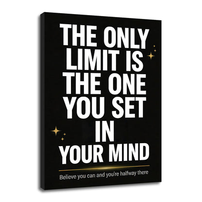 YSPCSUN Inspirational Wall Decor The Only Limit is Your Mind Positive Quotes Office Wall Art Canvas Print Framed Motivational Posters for Entrepreneurs Study Room Gym Fitness Decor, 24x18 Inch