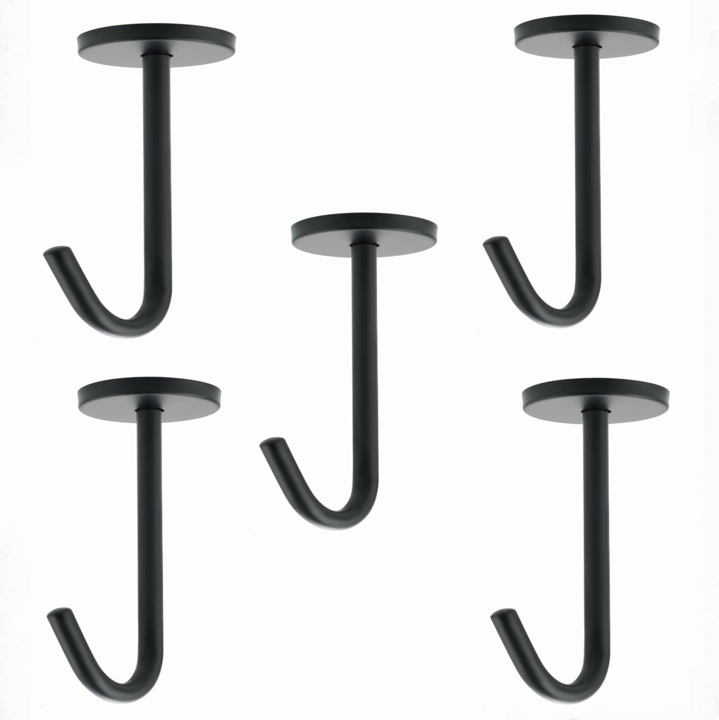 Alise Ceiling Hooks for Hanging Plants 5Pcs,110mm Stainless Steel Plant Hanger Indoor Hanging Hooks Plant Brackets Lanterns Hanger for Wind Chimes Coffee Mug Under Cabinet Screw Mounted,Black