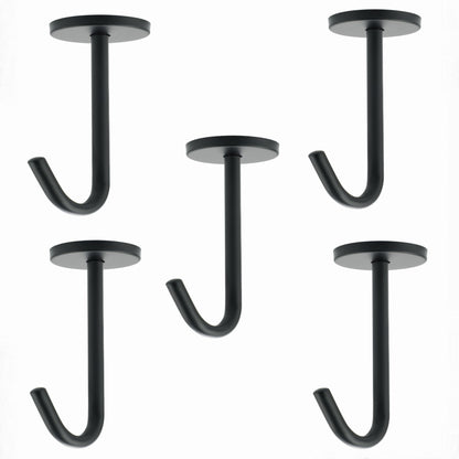Alise Ceiling Hooks for Hanging Plants 5Pcs,110mm Stainless Steel Plant Hanger Indoor Hanging Hooks Plant Brackets Lanterns Hanger for Wind Chimes Coffee Mug Under Cabinet Screw Mounted,Black