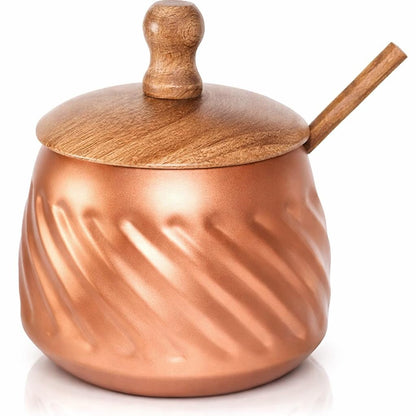Frescorr - Sugar Bowl with Lid and Spoon, 14 oz Sugar Bowl with Spoon, Sugar Container for Coffee Bar, Sugar Jar, Modern Farmhouse Kitchen Decor
