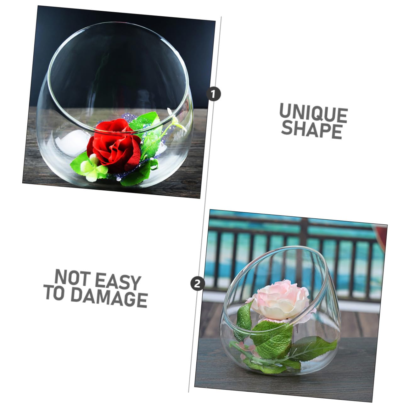 SECFOU 3pcs Slant Cut Micro Landscape Glass Bottles Ecological Terrarium Jar Plant Holder for Succulent Desktop Home Décor