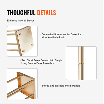 Happybuy 4PCS Gold Metal Column Wedding Flower Stand, 31.5in Geometric Vase Centerpiece Stands, Cylindrical Floral Display Rack for Events, Reception, Party Decoration