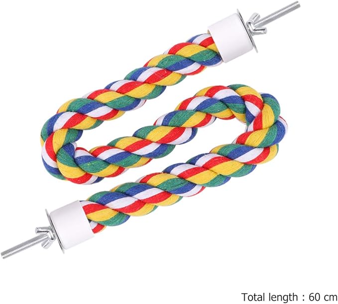 UKCOCO Bird Rope Perch - Comfy Perches for Bird Cages Natural Parrot Cotton Rope, Bungee Perch Pet Chewing Toy for Parrots Playing, Chewing or Preening (60cm/23 Inch)