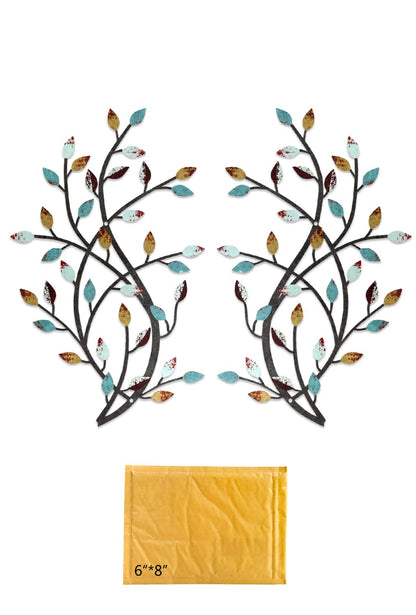 Meltset Metal Tree Leaf Wall Decor, Vine Olive Leaf Branch Wall Art, Wrought Iron Scroll Artwork, Decorative Wall Sculptures Above The Bed, Living Room, Hallway, Indoor and Outdoor（S/Farmhouse）