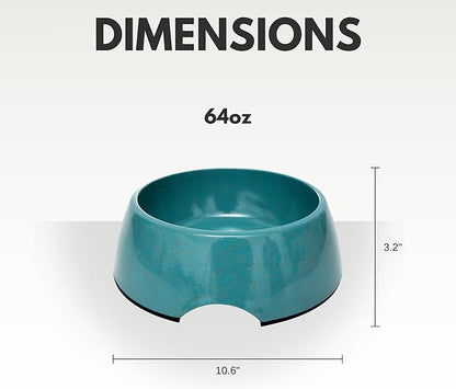 Country Living Set of 2 Teal Blue Bamboo Dog Bowls (64oz) – Naturally Sourced Bamboo Design, Non-Toxic, Durable, Dishwasher & Microwave Safe and Pet-Safe Feeding Dish, Ideal for Extra Large Dogs