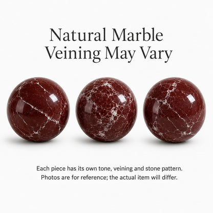 SIRIZEN-DIVING Rosa Levanto Marble Decorative Sphere, 12cm Large Solid Natural Stone Orb for Coffee Table, Console Table, Hotel, Entryway and Living Room Decor