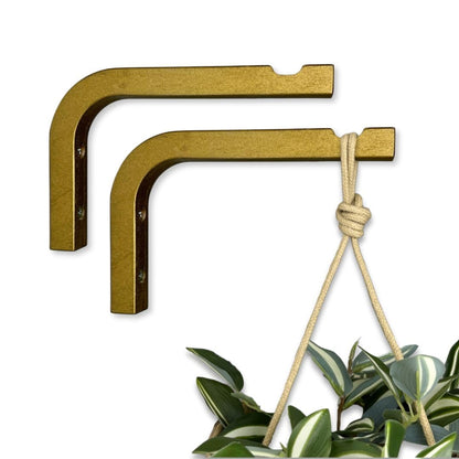 EvenWood 2-Piece Set of Plant Hooks for Wall 6 Inch - Mounted Wooden Plant Hook - Indoor and Outdoor Bracket Plant Hanger for Planters, Lanterns, Bird Feeders, Patio Decorations (Bronze)