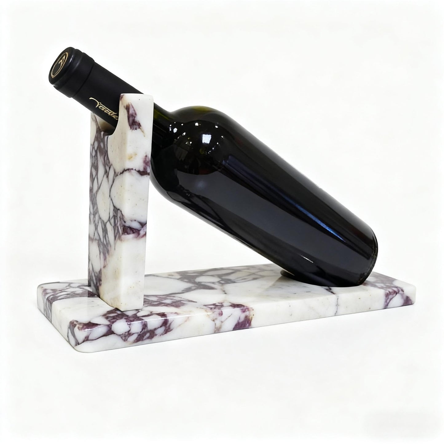 Artisanal Abode Marble Wine Holder, Single Bottle Tabletop Rack