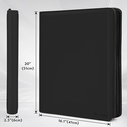 Toploader Binder,16 Pocket Top Loader Binders for 3" x 4" Rigid Cards,Toploader Card Binder for Hard Plastic,Holds 640 Top Loaders(Black)