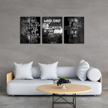 Motivational Quotes Wall Art Lion Canvas Art Inspiring Entrepreneur Success Motivational Wall Decor Inspirational Lion Poster Prints Framed Wall Art Posters Office Decor(36''Wx 16''H)