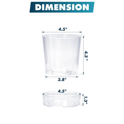 Phoenix Vine 4.5 Inch Clear Acrylic Planter Pot with Tray, Orchid Pot with Drainage Holes, Deep Saucer for Bottom Watering, Transparent Containers for Indoor Plants, Herbs, Set of 1, 91-A-E-1