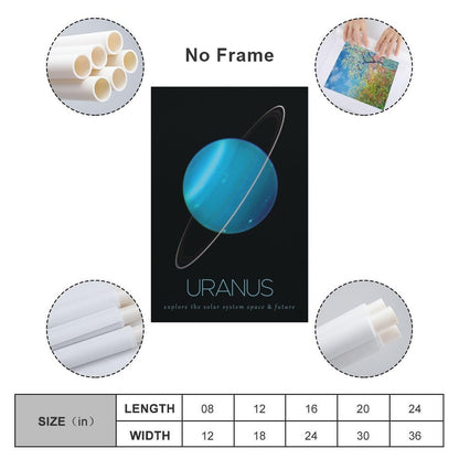 LGDSBHH Minimalist Uranus Solar System Canvas Wall Art - Educational Space Planet Poster - Science Classroom & Kids Bedroom Decor - 12x18 Inch (Unframed)