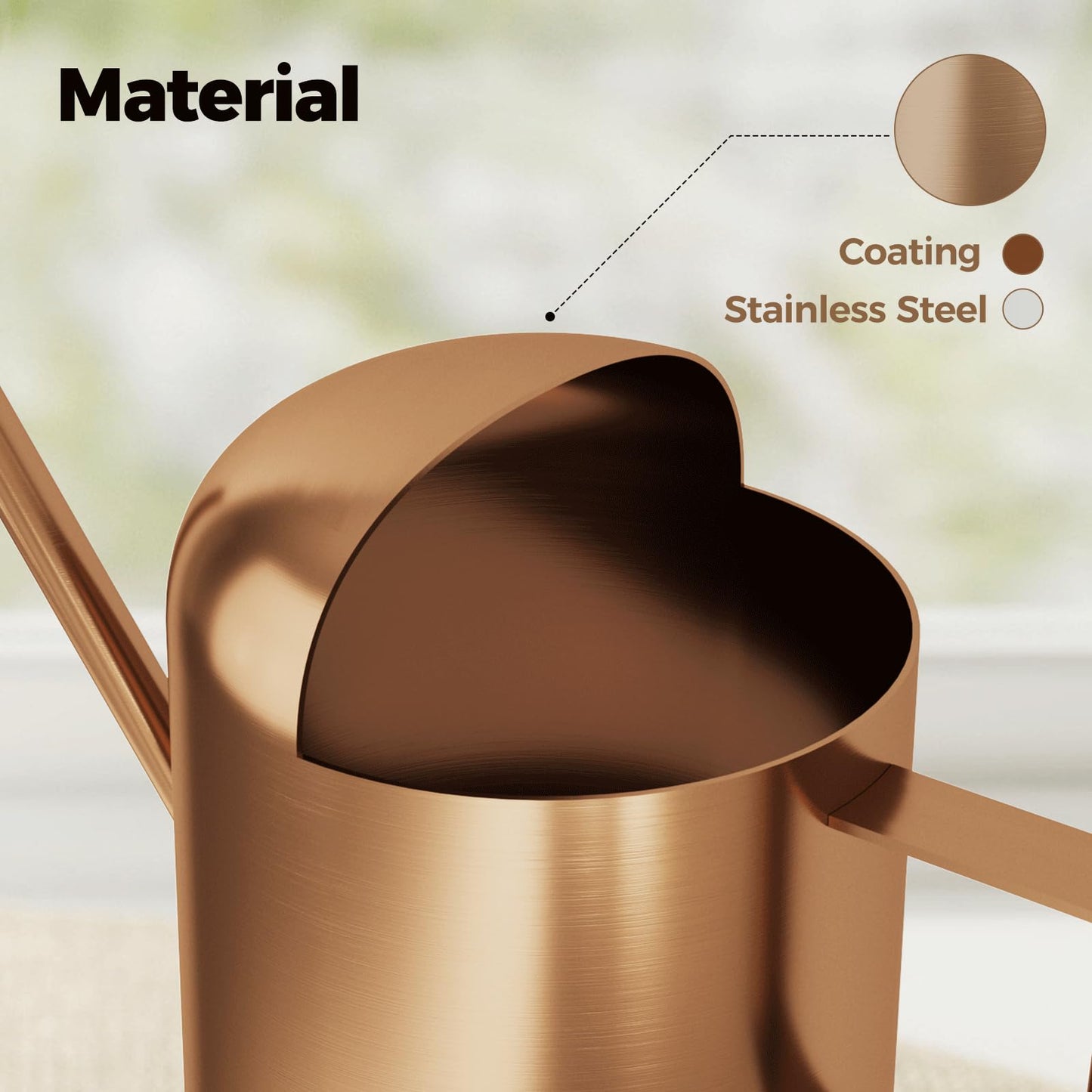 Bamworld Small Watering Can Indoor Outdoor Plant Metal Stainless Steel Long Spoutt Flowers Watering Cans for House Garden Plants 10OZ Watering Bottle Cute Decorative for Bonsai(Bronze)