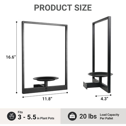 SUNLITOPTO Plant Wall Shelf, Metal Modern Style Frame, Picture Wall Plant Holder, Plant Frames for Living Space Decor Display Stand for Living Room Balcony Garden Patio (3 PACK(BLACK ))